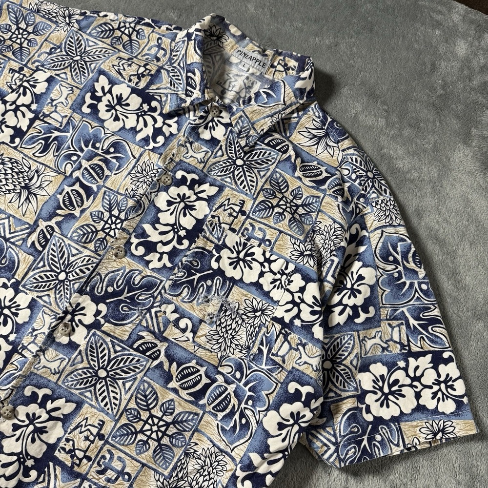 VTG 80s 90s Pineapple Floral Geometric Hawaiian Button Shirt Mens‎ L